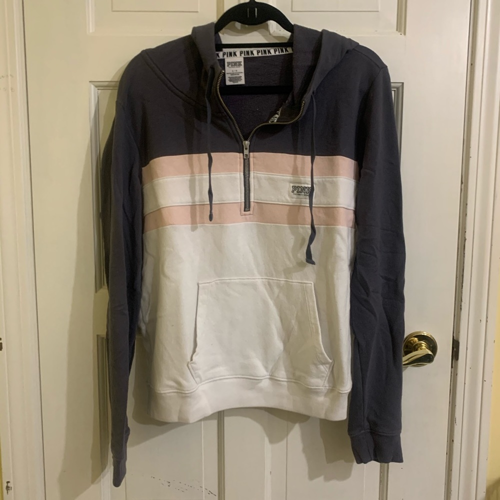 VS Pink hooded quarter zip